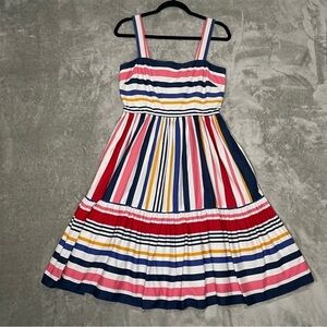 Vince Camuto Striped Multicolor Summer Dress with Pockets Midi Size 6 Rainbow